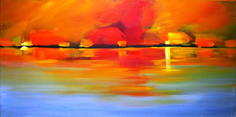 Rote Uferzeile, Nr.301, 2012;Acryl-Leinwand;50 x 100 cm;Preis auf Anfrage - Galerie Wroblowski
